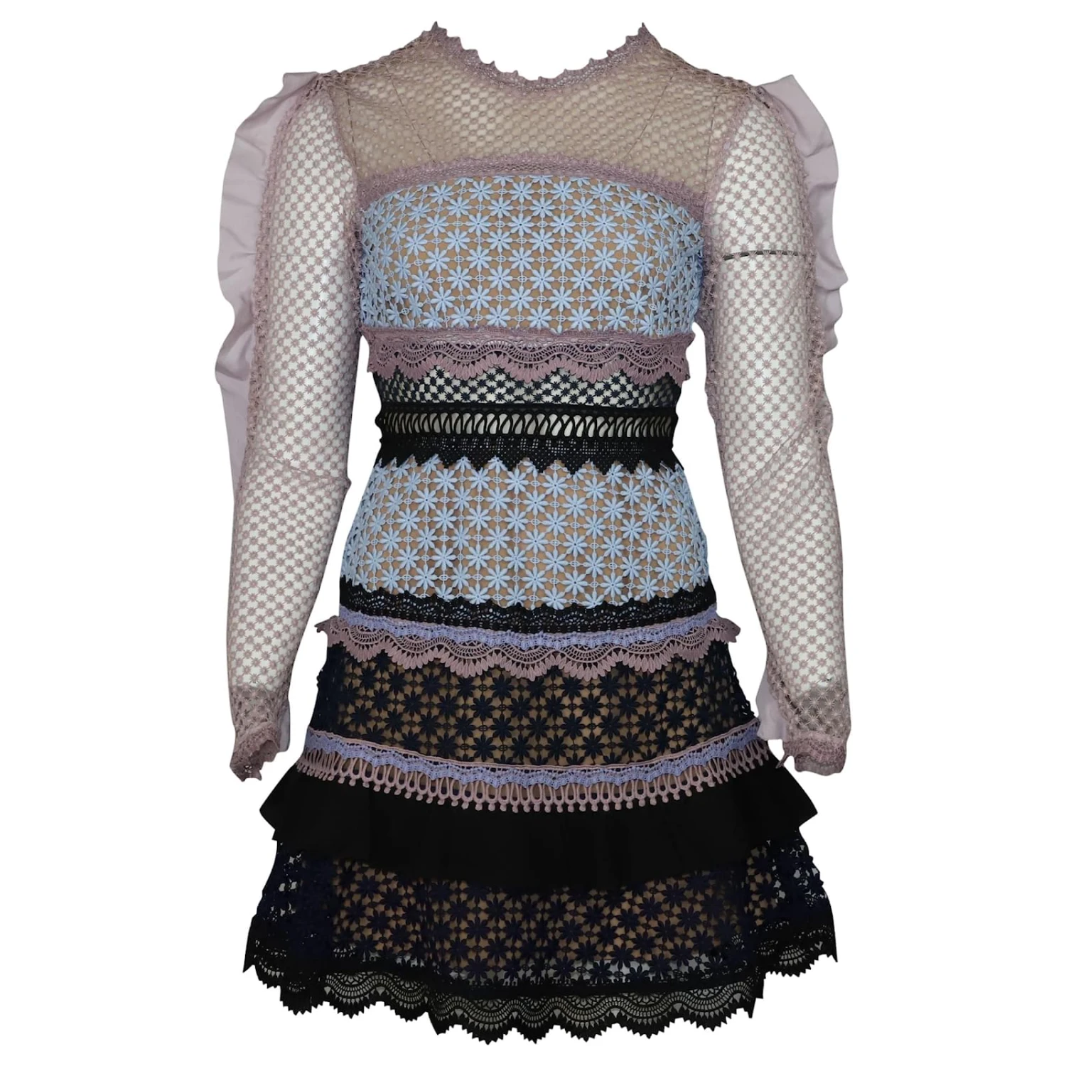 Self Portrait Self-Portrait Bellis Robe En Dentelle à Panneaux Contrastants En Polyester Multicolore