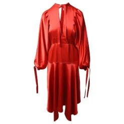 Self Portrait Self-Portrait Robe Asymétrique Péplum Trou De Serrure En Satin Rouge