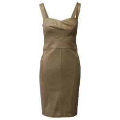 Diane Von Furstenberg Robe Fourreau Lamée Dorée En Viscose