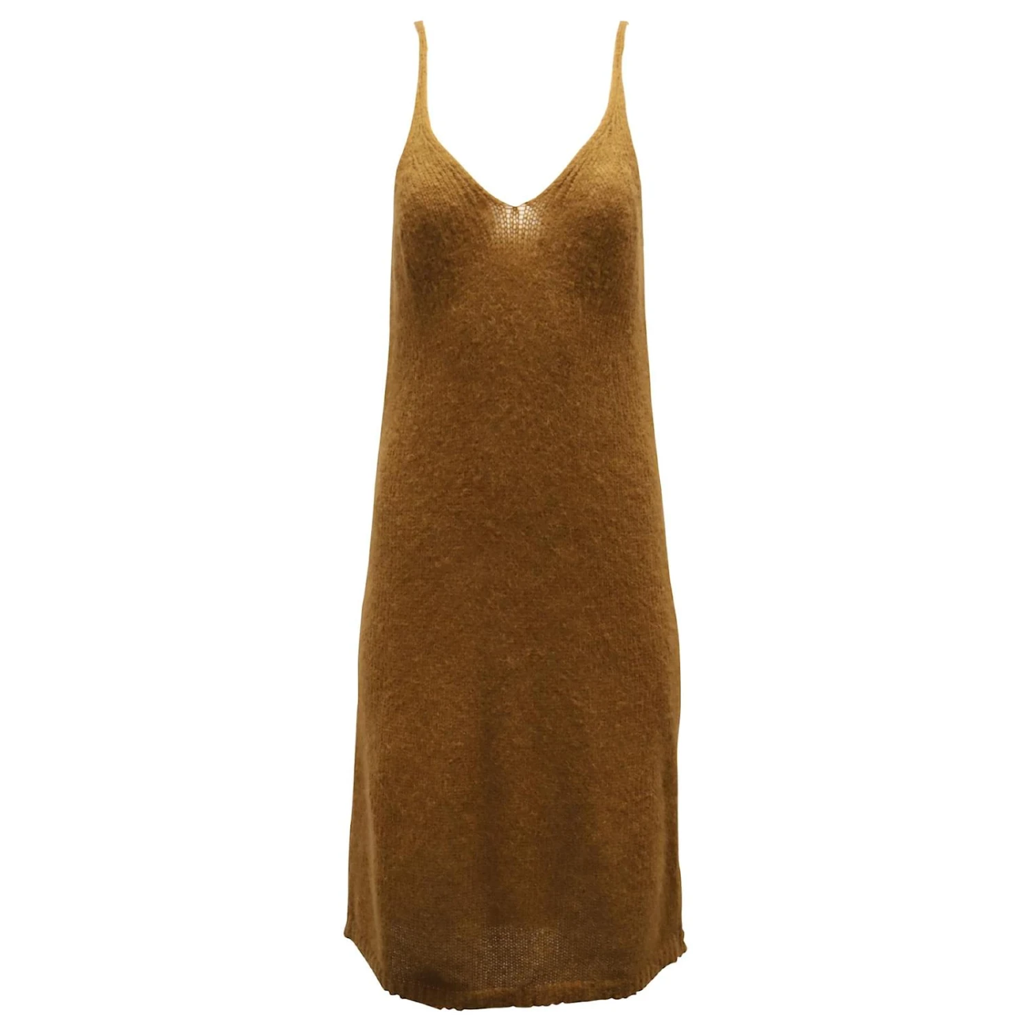 Dries Van Noten Robe à Nuisette Tricotée En Laine D'Alpaga Marron