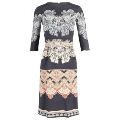 Etro Robe Midi Imprimée à Ceinture En Laine Imprimée Noire
