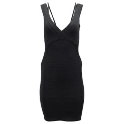 Herve Leger Mini-robe Bandage Ă Col En V En Cupro Noir