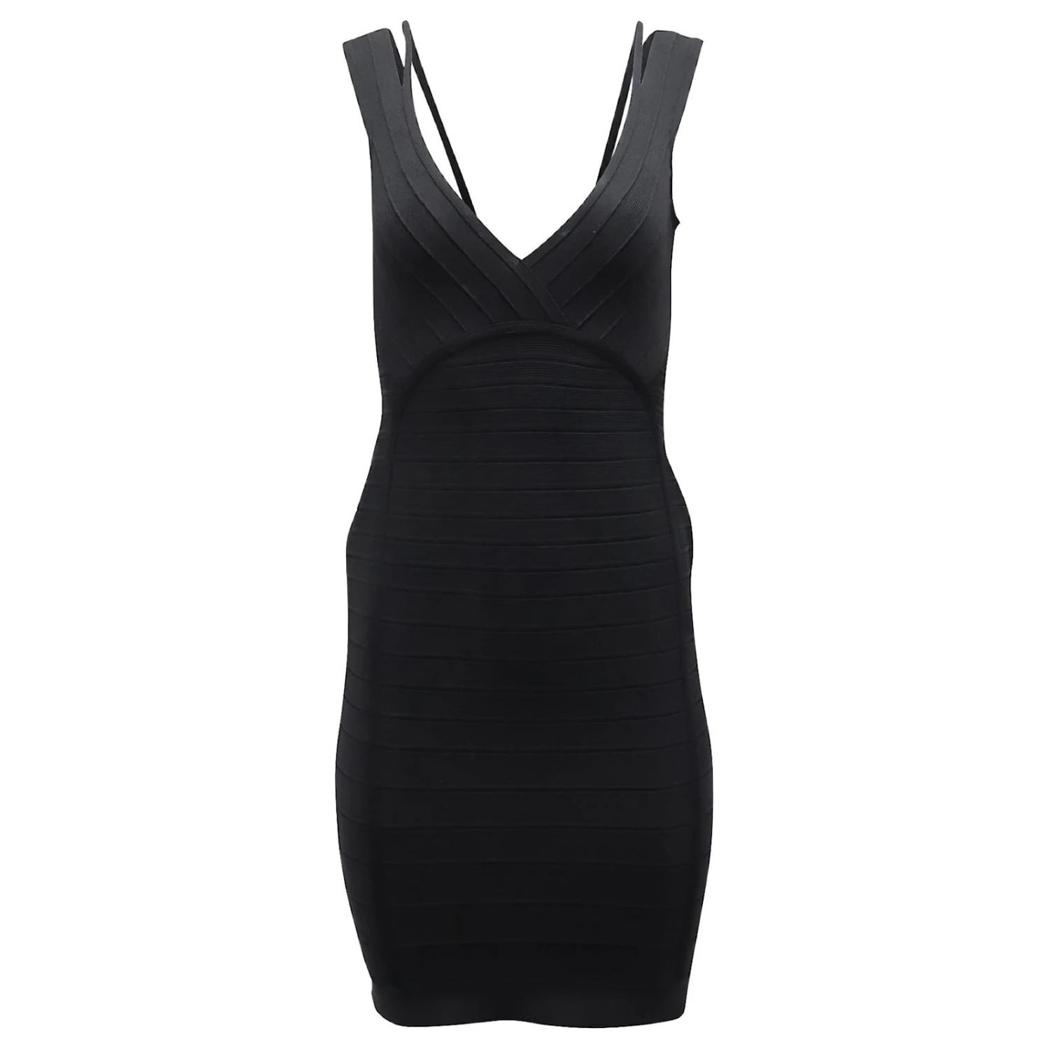 Herve Leger Mini-robe Bandage à Col En V En Cupro Noir