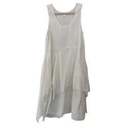 Autre Marque COS ROBE SANS MANCHES EN COTON PLISSÉ TAILLE 6 Never Worn, Plaisirs D'été Très Festifs Blanc