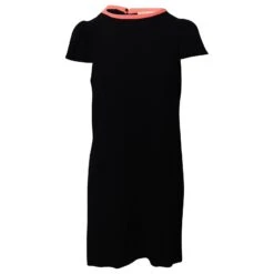 Maje Robe Droite à Col Contrasté En Acétate Noir