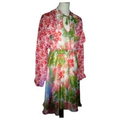 MANOUSH ROBE DRESS SOIREE GLITTER RETRO SEVENTIES SOIE T 34/36/38 Multicolore