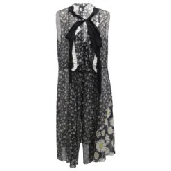 Marc Jacobs Robe à Volants Et Col En V à Imprimé Marguerites En Coton Noir