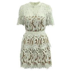 Self Portrait Mini Robe Trapèze En Dentelle Self-Portrait En Polyester Blanc