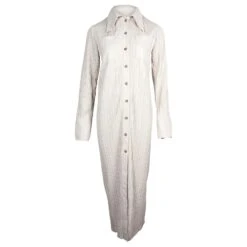 Nanushka Lee Maxi Robe Chemise Plissée En Cuir Vegan Blanc