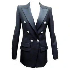 NEUF VESTE BLAZER ROBE ALEXANDRE VAUTHIER 36 S EN SATIN NOIR BLACK JACKET