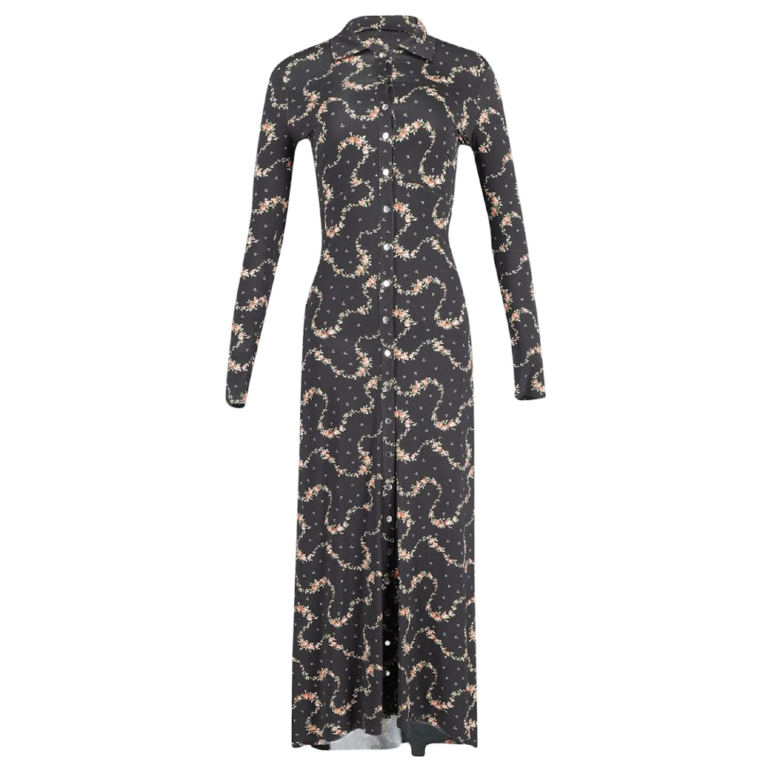 Paco Rabanne Robe Longue En Jersey à Imprimé Floral En Viscose Noire