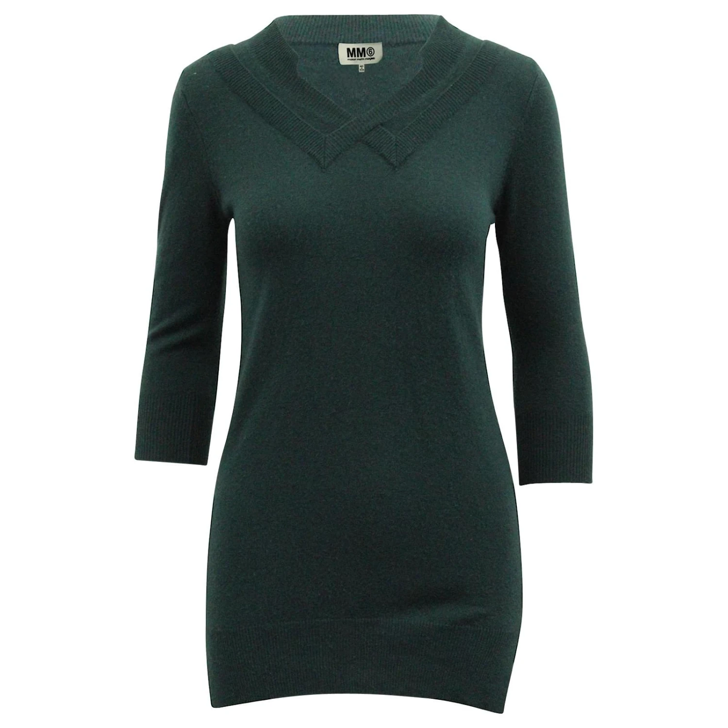 Maison Martin Margiela Mini Robe En Maille De Laine De Coton Vert émeraude