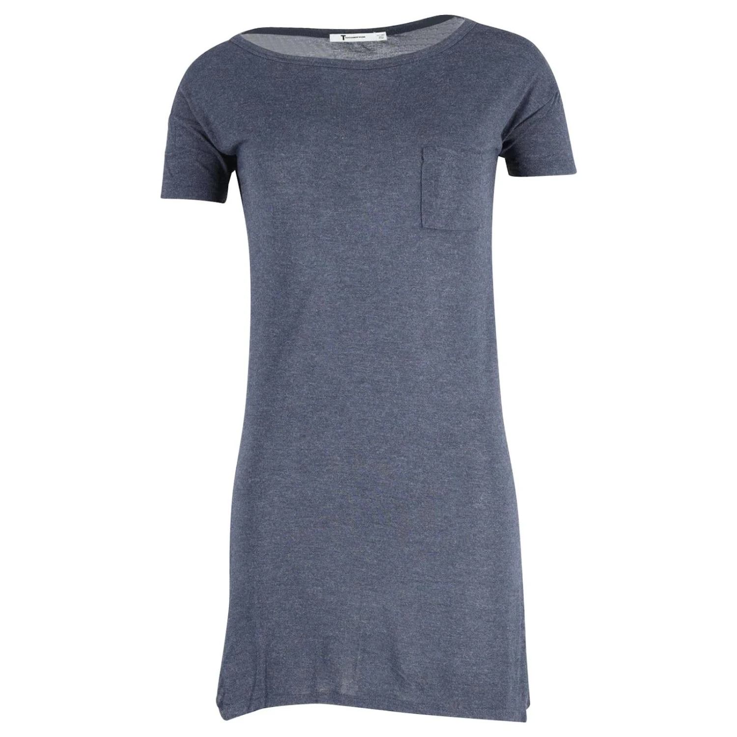 T By Alexander Wang - Robe Courte à Encolure Dégagée En Rayonne Bleue
