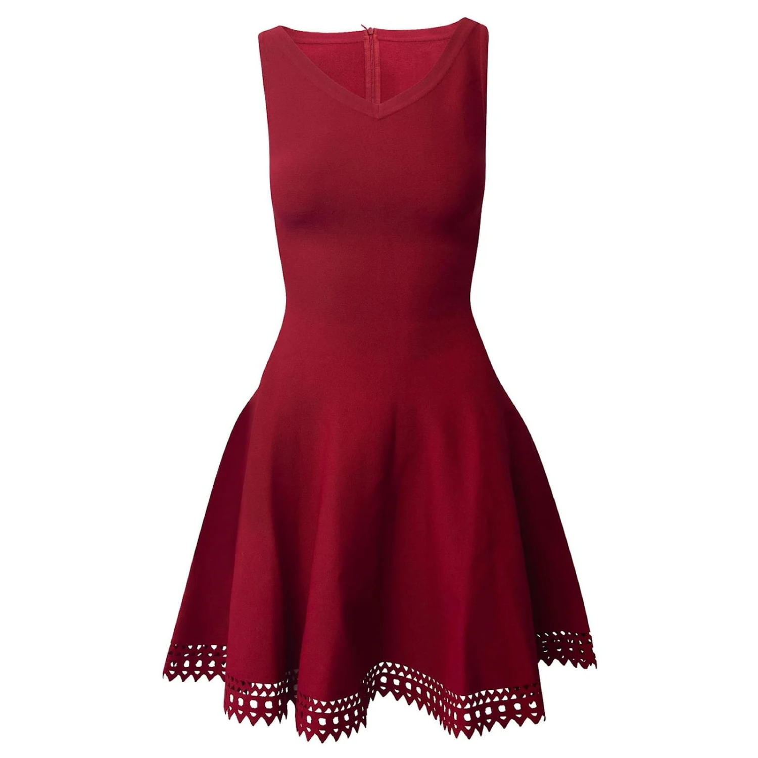 ALAIA Robe Ajustée Et Évasée Alaïa Avec Ourlet Découpé Au Laser En Viscose Rouge