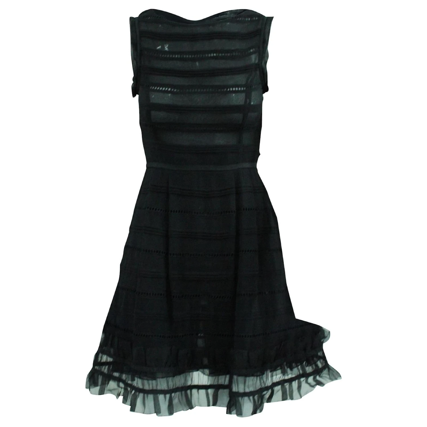 Red Valentino Robe De Cocktail Noire Avec Broderie