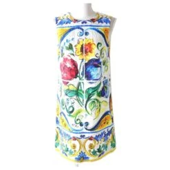 *Robe En Jacquard Sans Manches à Imprimé Majolique Dolce & Gabbana Multicolore