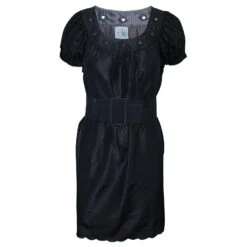 Calvin Klein Robe Marron Foncé/noire Avec Broderie