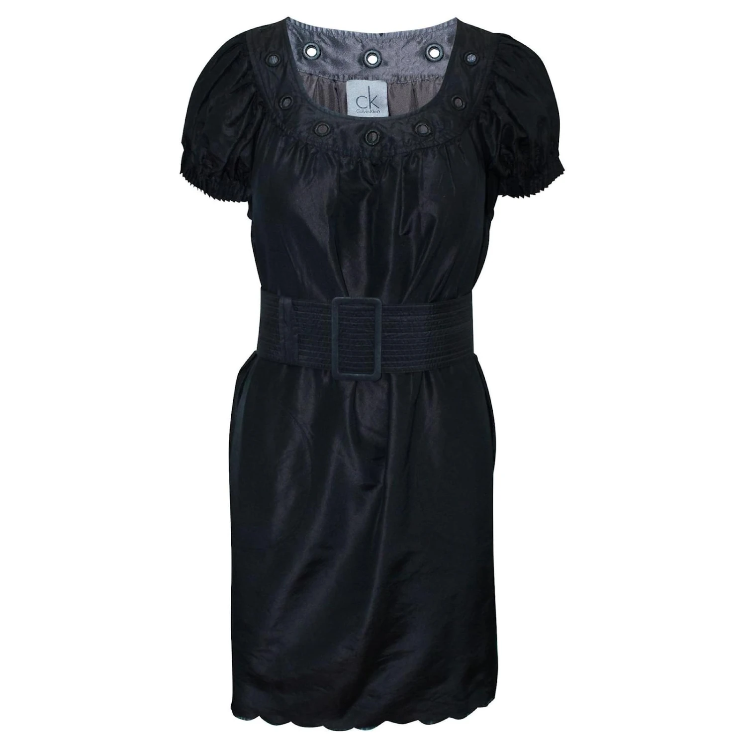 Calvin Klein Robe Marron Foncé/noire Avec Broderie