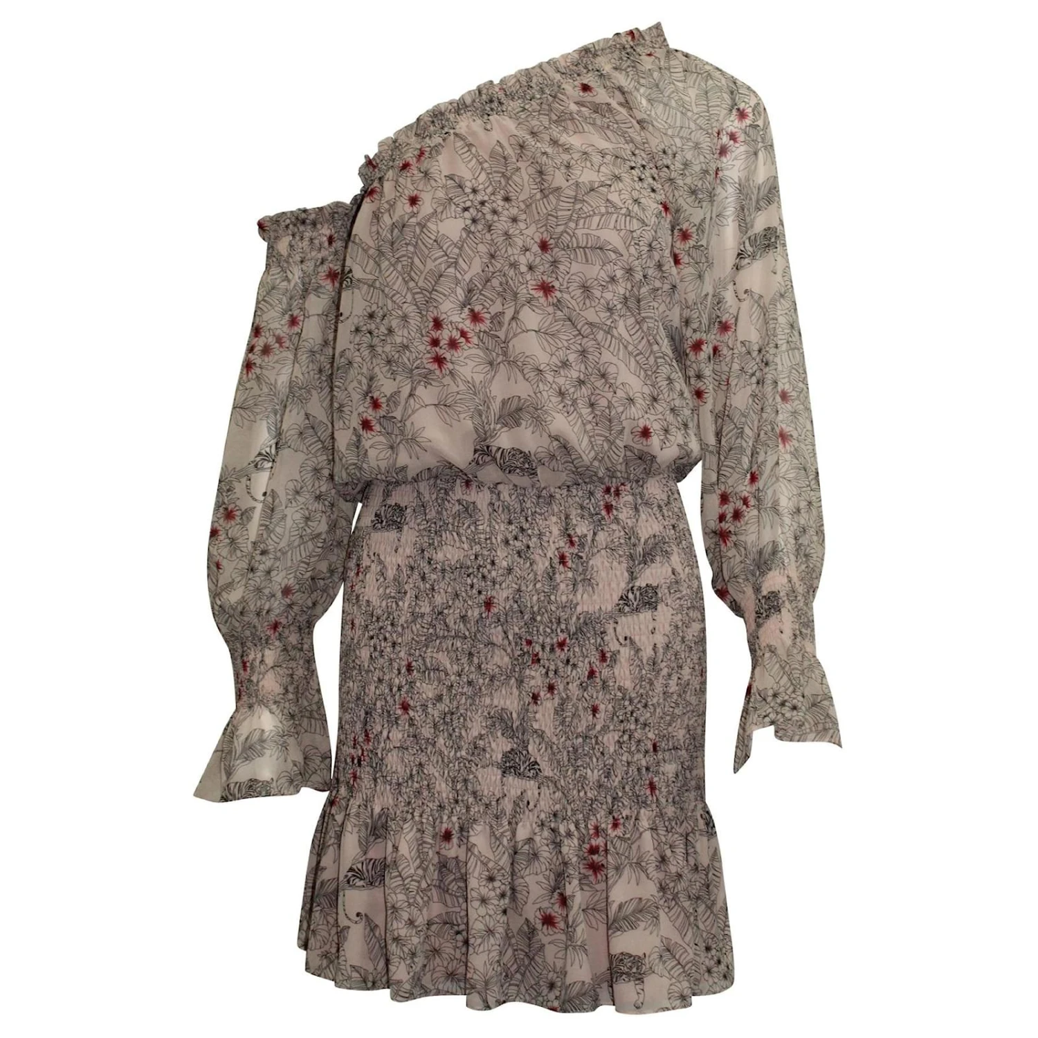 Alexis Robe Rose Fleurie à épaules Dénudées