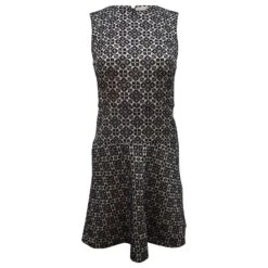 Robe Sans Manches Brodée Géométrique Tory Burch En Coton Noir Et Blanc