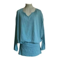 Autre Marque Robe Tunique Ou Mini Robe Coton Bleu Chiné Bleu Clair