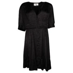 Ba&Sh Robe Viscose Noire à Boutons