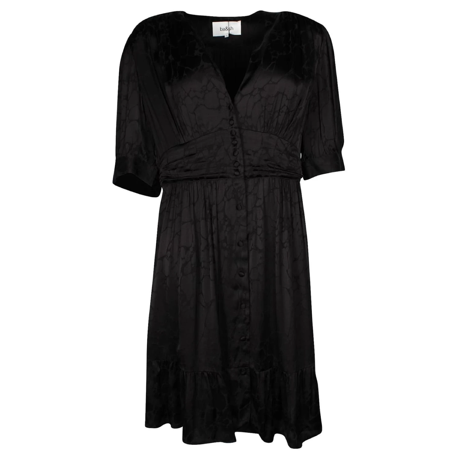 Ba&Sh Robe Viscose Noire à Boutons