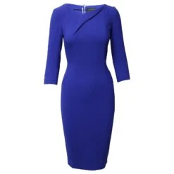 Roland Mouret Robe Fourreau Hisley à Manches Quart En Polyester Bleu Roi