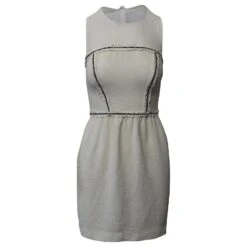 Sandro Paris Robe Fourreau Empiècements Mesh En Polyester Crème Blanc Écru