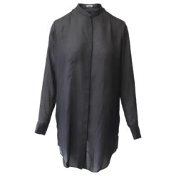 Acne Studios Robe Chemise Fendue Au Dos En Polyester Noir