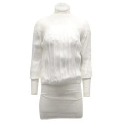 Jil Sander Mini Robe Plissée à Col Montant En Viscose Blanche