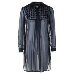 Anne Fontaine Robe Chemise Transparente Noire